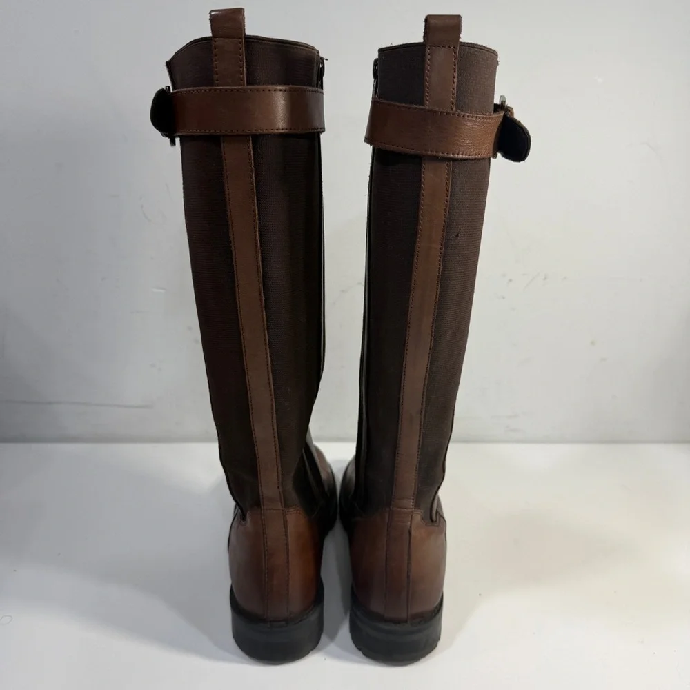 Dune London Knee High Tall Brown Zip Leather Riding Boots Women's Size 39 8 US - Picture 5 of 13